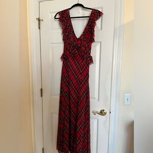 Free People Plaid Maxi Dress with Ruffles